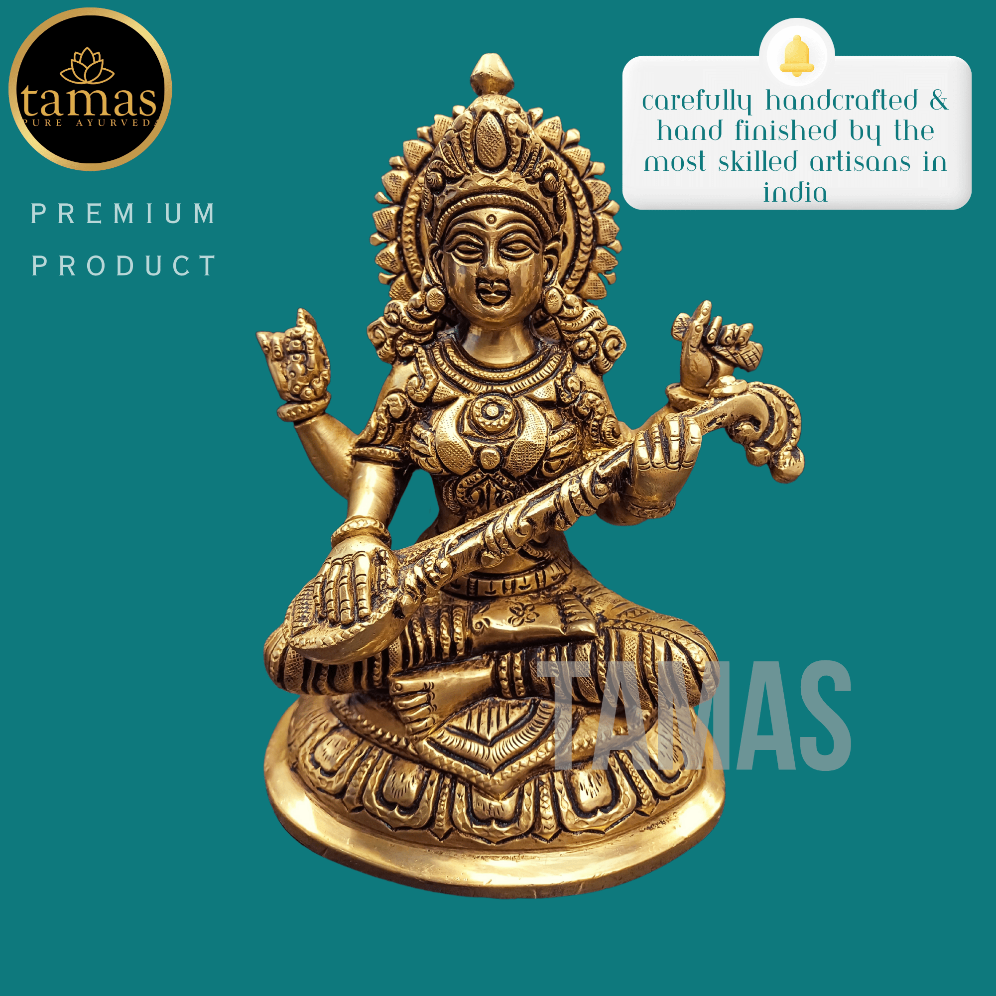 Tamas Brass Saraswati Statue